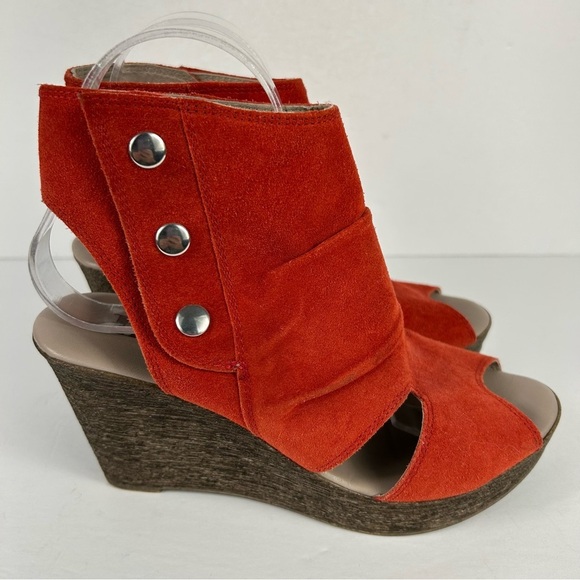 Browns Women's Red Suede Wedge Sandals 38 - Picture 5 of 10